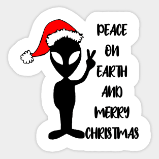 Aliens say peace on earth and merry Christmas Sticker